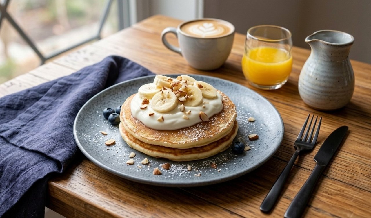 Pancakes with Yoghurt and Banana